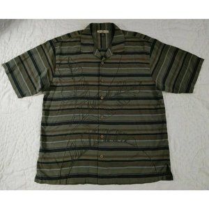 Tommy Bahama 100% Silk Hawaiian Camp Shirt Mens sz L Tropical Palms